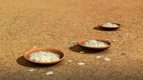 White small round substances (Manna) on the ground