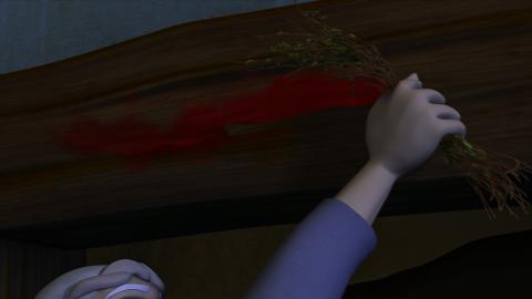 He smears the blood of the lamb with hyssop on the doorpost