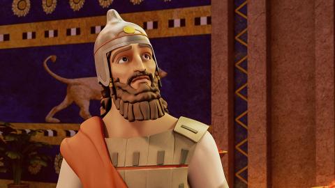 Arioch ,the captain or commander of the king's guard, looking