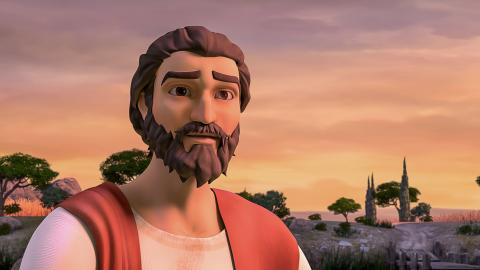 Barnabas, John Mark's cousin, standing and looking at the viewer