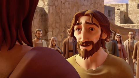 Bartimaeus ,a blind beggar standing and looking for help