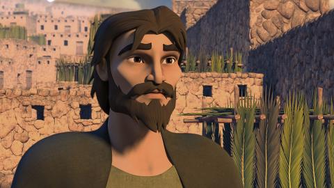 Ezra ,a scribe and priest ,standing and looking at something