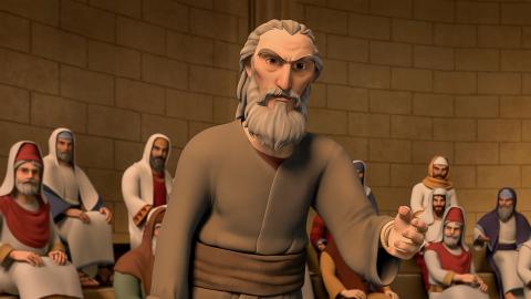 Gamaliel warns Council not to take action against the disciples.