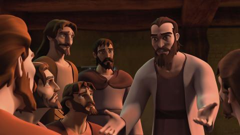 James stands with other disciples of Jesus