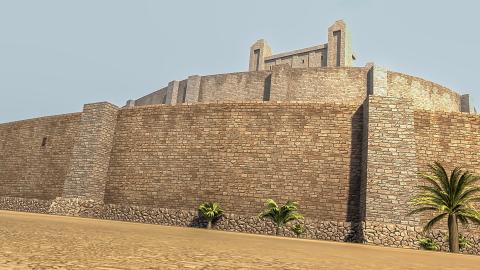 The city of Jericho hidden behind its massive walls