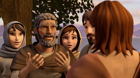 Jesus heals a man born blind.