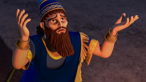 King Nebuchadnezzar raises his hands and acknowledges God