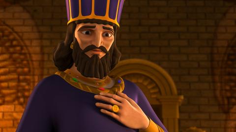 King Xerxes stands and watches.