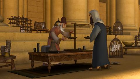 Money changers talking in the temple