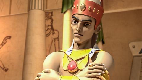 Pharaoh standing with folded arms