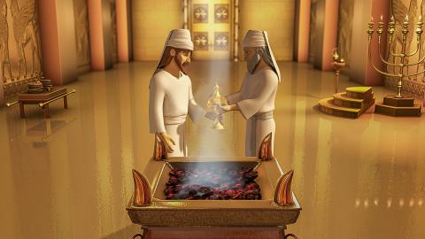 Priests burn incense in the presence of God