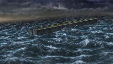 Noah's Ark floats on the flood