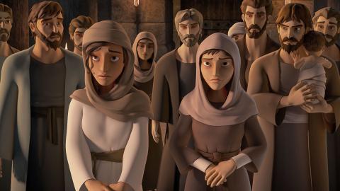 Two women standing in Solomon's court