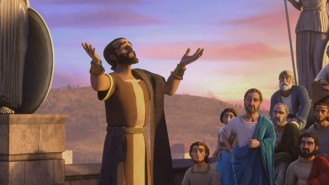 Paul shares about Jesus in the Athenian Areopagus.