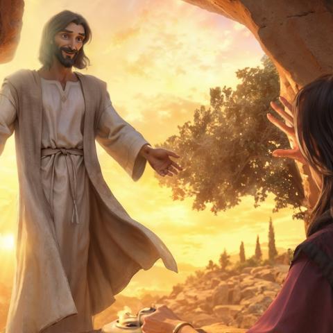 The resurrected Jesus appears to Mary Magdalene