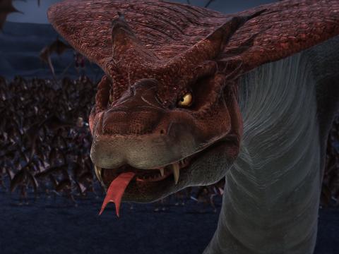 The serpent looks aggressive with evil eyes