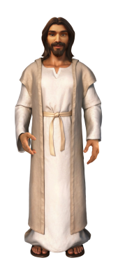 Jesus standing and looking at the viewer