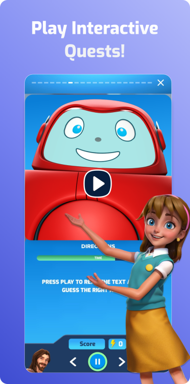 Superbook Bible App Quests Screen