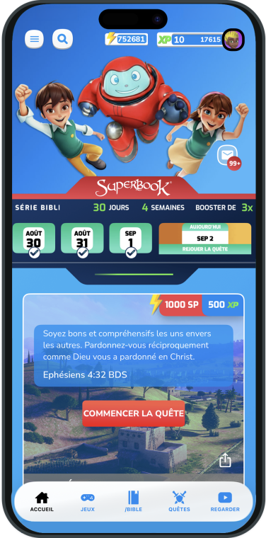 Superbook Bible App Home Screen