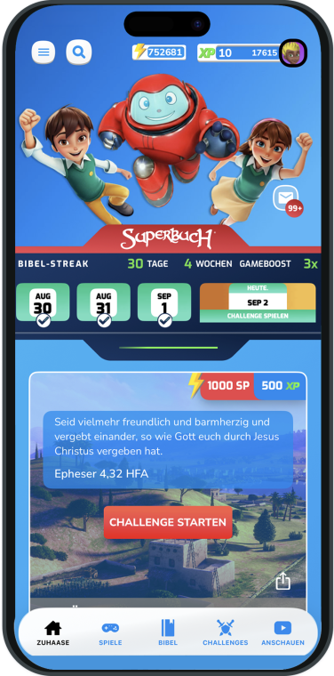 Superbook Bible App Home Screen