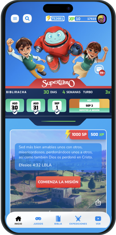 Superbook Bible App Home Screen
