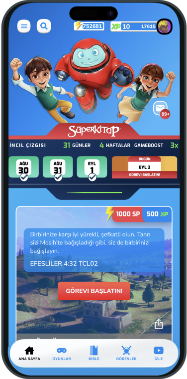Superbook Bible App Home Screen